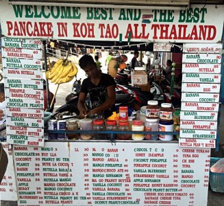 Ob dieser Pancake-Shop wirklich der beste in ganz Thailand ist, sei dahingestellt. Lecker waren sie aber, die Pfannekuchen. (Foto: Ruti)