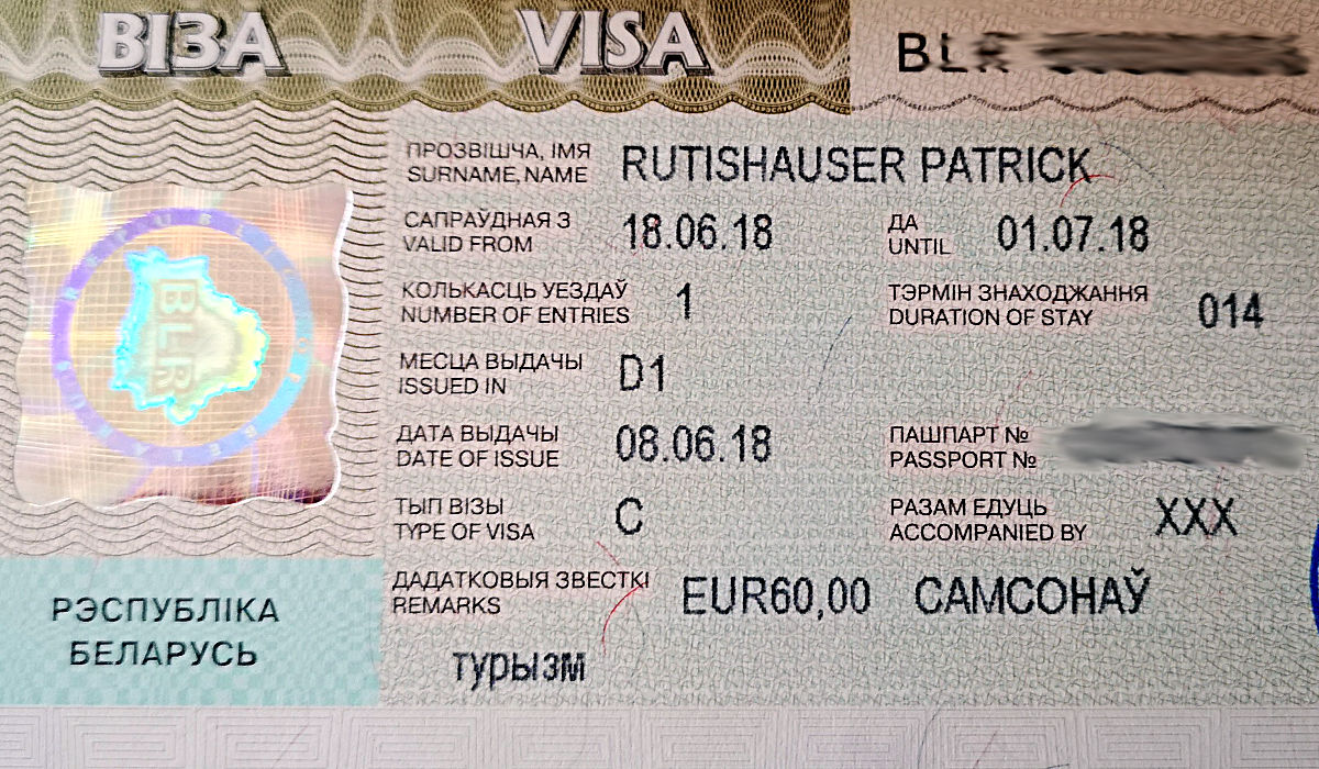 Mein Visum für Weißrussland. (Foto: Ruti)