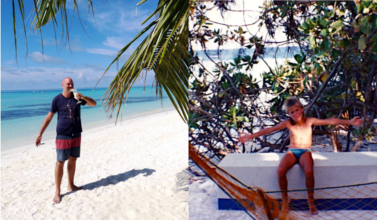 Auch nach so vielen Jahren ist die Pose ähnlich geblieben - nur eben mit Pina Colada. (Foto: Ruti)